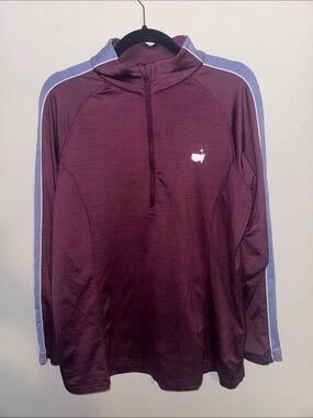 Masters Active Quarter-Zip Pullover with Contrast Sleeve Stripe / Burgundy